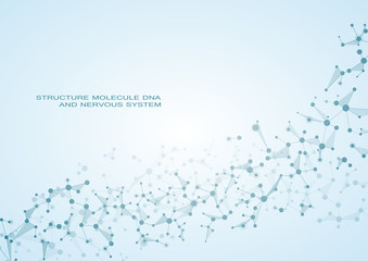 Molecule DNA and neurons vector. Molecular structure. Connected lines with dots. Genetic chemical compounds. Chemistry, medicine, science, technology concept. Geometric abstract background.