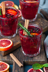 Mulled wine with slice of orange