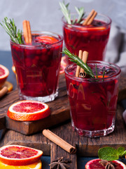 Mulled wine with slice of orange