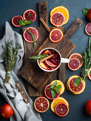 Mulled wine with slice of orange