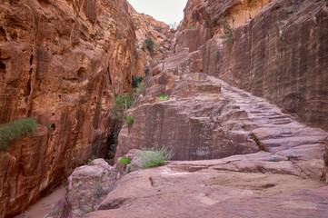 Petra mountains, Jordan. Abandoned rock-cutted stairway.