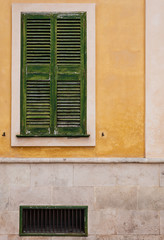 yellow facade in the historical center of ciutadella