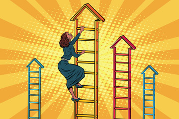 Businesswoman climbing up the business ladder © studiostoks