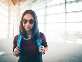 Woman ready to travel.