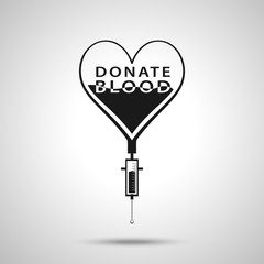 Donate blood concept. Heart makes drop counter transfusion. Vector illustration EPS 10.