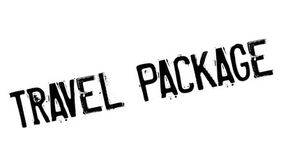 Travel Package rubber stamp. Grunge design with dust scratches. Effects can be easily removed for a clean, crisp look. Color is easily changed.