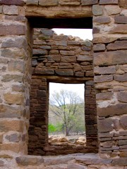 Windows at Aztec Ruins National Monument, New Mexico.
