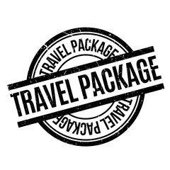 Travel Package rubber stamp. Grunge design with dust scratches. Effects can be easily removed for a clean, crisp look. Color is easily changed.