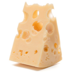Cheese block isolated on white background cutout