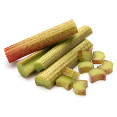 rhubarb stem isolated on white background cutout