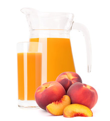 Peach fruit juice in glass jug