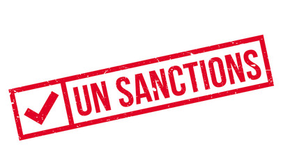 Un Sanctions rubber stamp. Grunge design with dust scratches. Effects can be easily removed for a clean, crisp look. Color is easily changed.