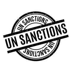 Un Sanctions rubber stamp. Grunge design with dust scratches. Effects can be easily removed for a clean, crisp look. Color is easily changed.