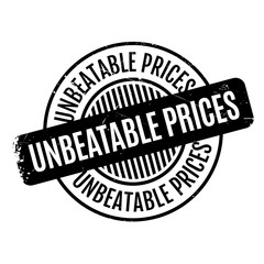 Unbeatable Prices rubber stamp. Grunge design with dust scratches. Effects can be easily removed for a clean, crisp look. Color is easily changed.