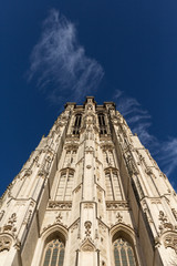 St. Rumbold's Cathedral in Mechelen, Belgium on a clear winter day.