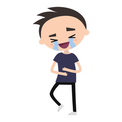 laughing out loud boy / flat vector editable illustration