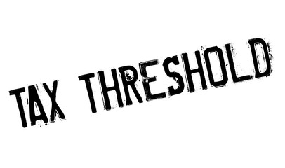 Tax Threshold rubber stamp. Grunge design with dust scratches. Effects can be easily removed for a clean, crisp look. Color is easily changed.