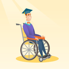 Graduate sitting in wheelchair vector illustration