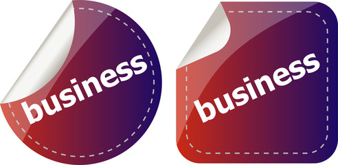 business word on stickers button set, label