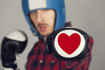 the guy in Boxing gloves with a heart