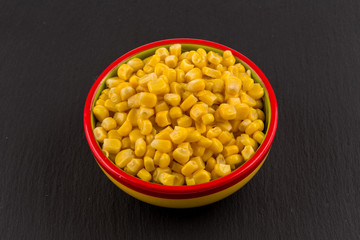 sweet canned corn in bowl