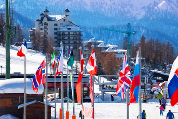 Sestriere-beautiful alpine village in peak season