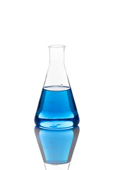 Test flask with blue sample