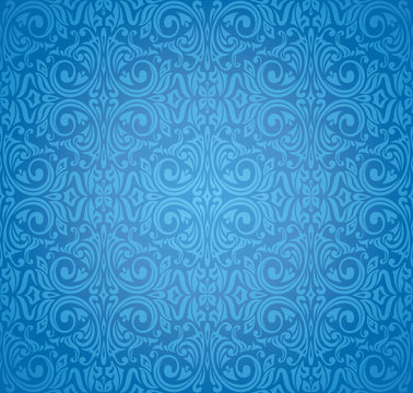 Turkish Dark Blue Vector Pattern Wallpaper Design Background