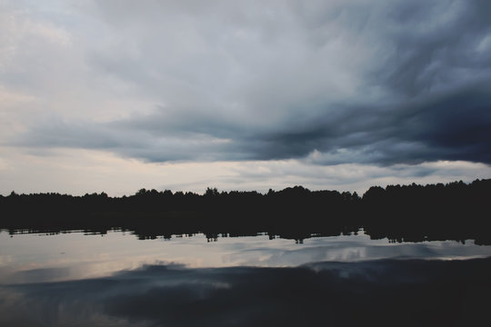 Lake in Latvia at evening
