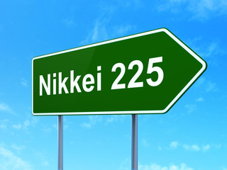Stock market indexes concept: Nikkei 225 on road sign background