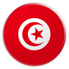 Fototapeta premium Tunisia Flag Button, 3d illustration on white background
