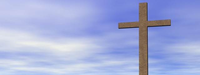 cross on clouds background - 3d render