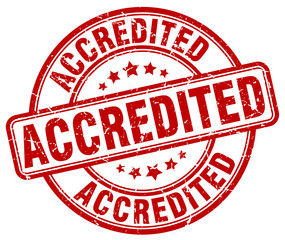 accredited red grunge round vintage rubber stamp