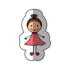 happy girl with bow in the head icon, vector illustraction design