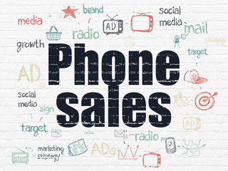 Advertising concept: Phone Sales on wall background