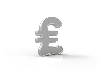 Pound Symbol 3d illustration in silver color