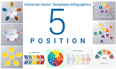 Universal templates set infographics 5 positions