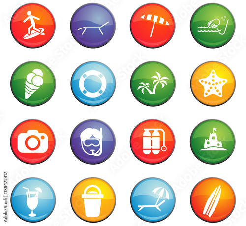 "beach icon set" Imágenes de archivo y vectores libres de derechos en