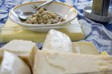 chickpeas soup and parmesan cheese