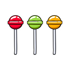 Set of colorful round colorful lollipops.