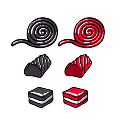 Licorice candies set vector illustration.