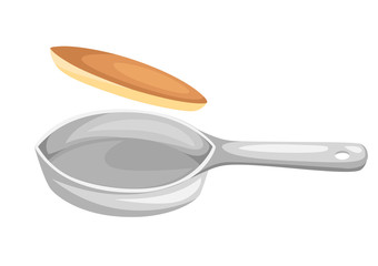 Vector illustration pan pancakes Cartoon pancakes on a pan for breakfast