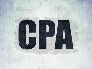 Business concept: CPA on Digital Data Paper background