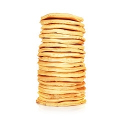 Delicious pancakes on white background