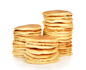 Delicious pancakes on white background