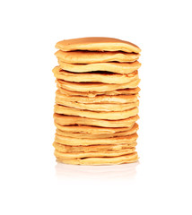 Delicious pancakes on white background