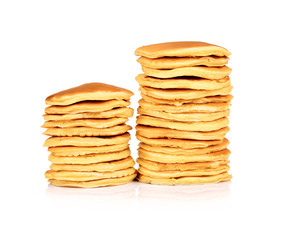 Delicious pancakes on white background