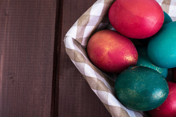 Wicker basket with Easter symbols