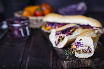 Fresh and tasty sandwich with chicken