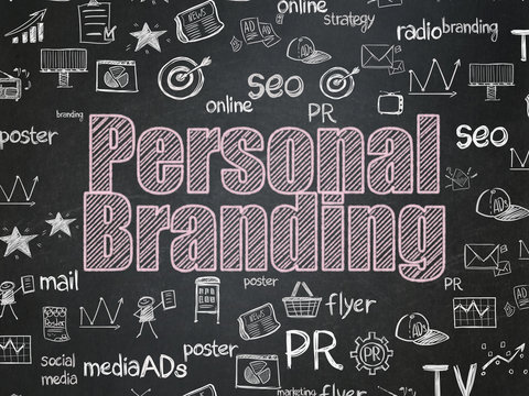 Advertising concept: Personal Branding on School board background